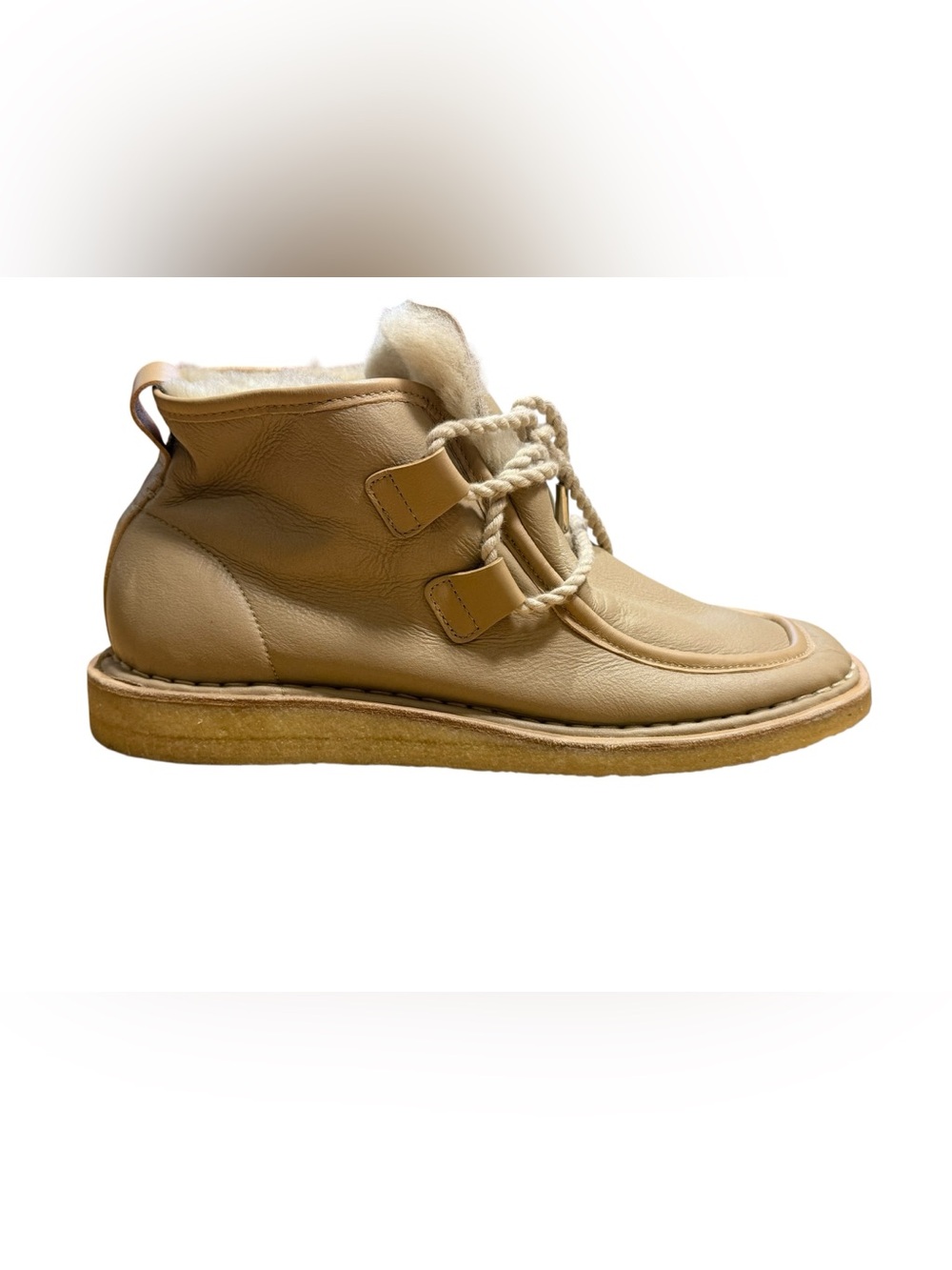 Either/Or The Shearling Lace Up Ankle Boots Vanilla Leather US 11 - Picture 8 of 9